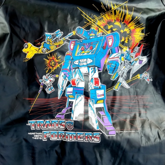 Vintage 1984 Transformers Black Hooded Raincoat Children's Size 7 Soundwave OBO - Picture 11 of 16